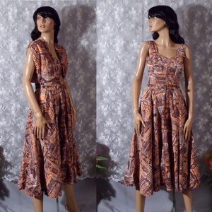 Vintage 50s Hawaiian Dress Size Small 1950s Retro Royal Hawaiian Tiki Rockabilly